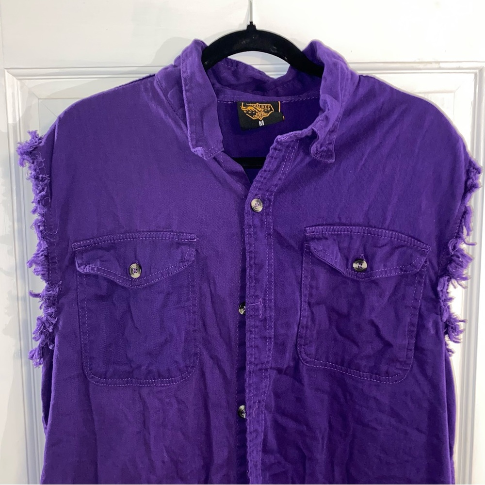 Men’s Milwaukee Performance Denim Collection Purple Cut Off Shirt Size Medium